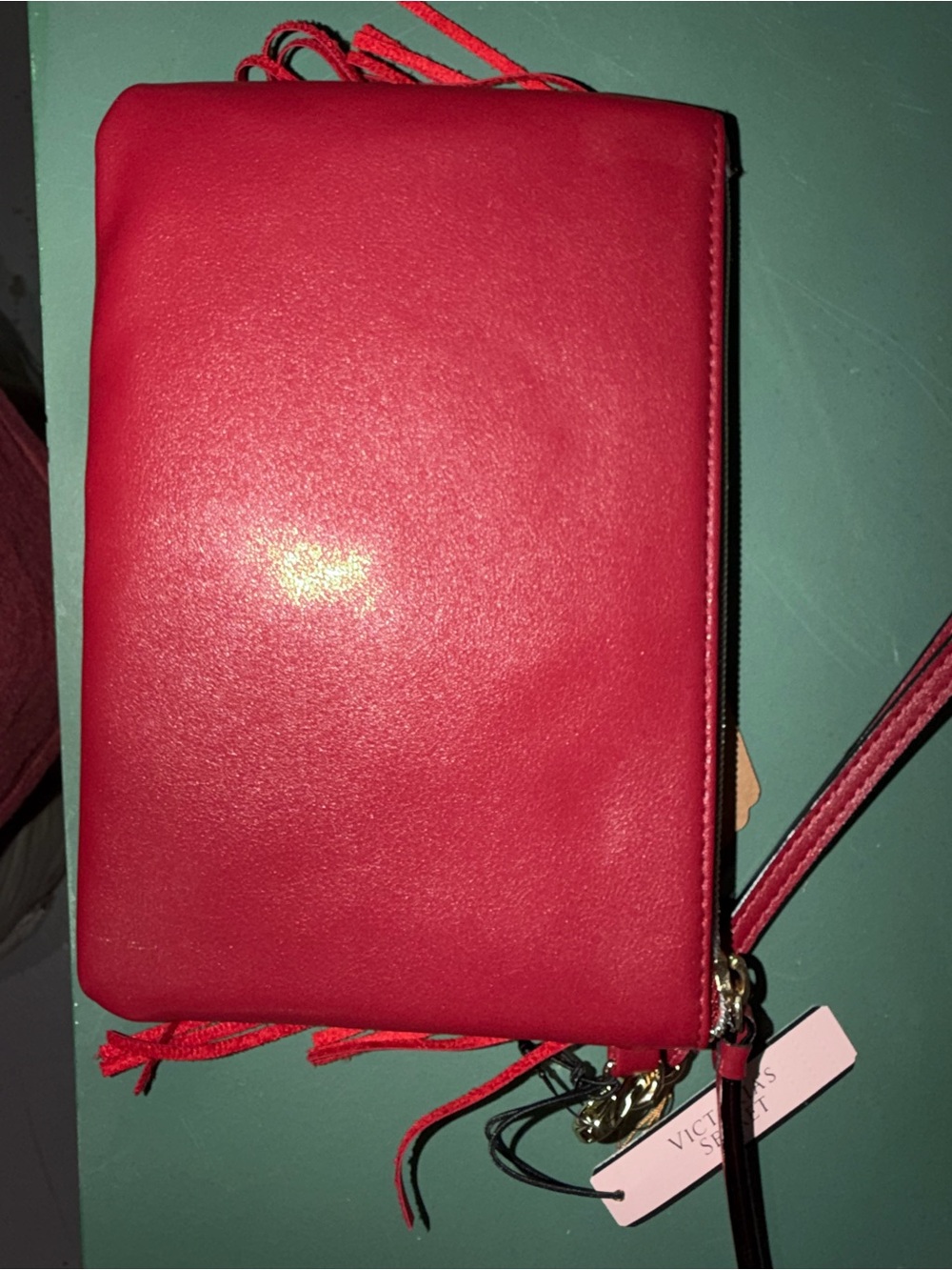 Coach Red Leather Fringe Wristlet Clutch - Picture 2 of 3
